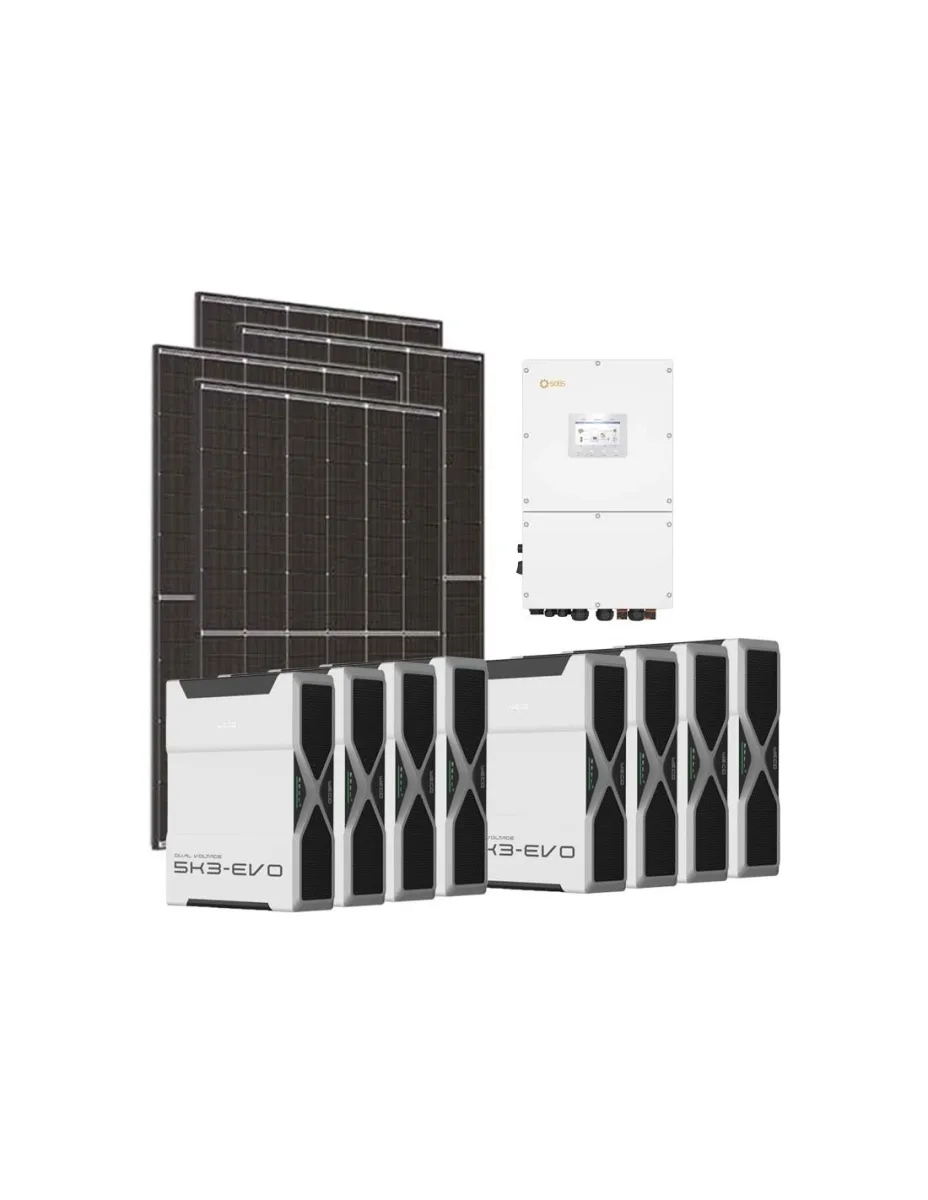 Kit fotovoltaico trifase 30600W inverter 30kW Solis batteria litio 41.76kWh Weco EVO 5k3