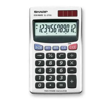 Sharp El 379 SB Calcolatrice Tascabile 8 Cifre Alimentazione Solare/Batteria Colore Bianco
