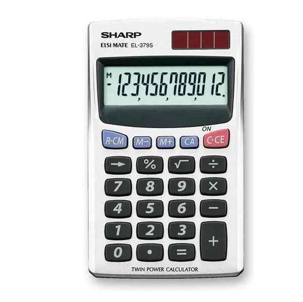 Sharp El 379 SB Calcolatrice Tascabile 8 Cifre Alimentazione Solare/Batteria Colore Bianco