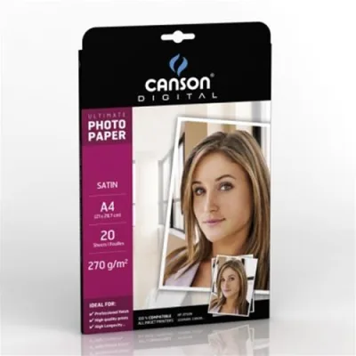 Canson Ultimate Carta Fotografica Bianco Satinato Formato A4 270g/M2 Conf 20 Fogli