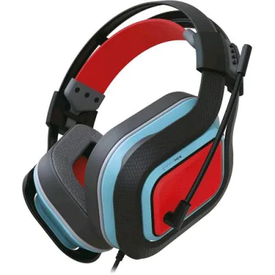 Gioteck HC9 Cuffia Stereo con Microfono con Filo per Nintendo Switch/Switch Lite PC Mac Smartphone Blu/Rosso