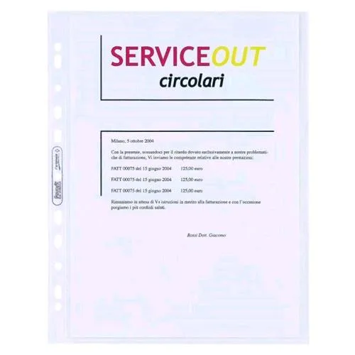 Favorit L'originale Buste con Foratura Universale in PP CM 24X30.5 A4 Liscia Trasparente Conf 25 Pz.