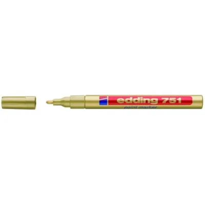 Edding 751 Marcatore Permante a Vernice Punta Tonda 1/2 mm Col . Oro Conf 10 Pz.