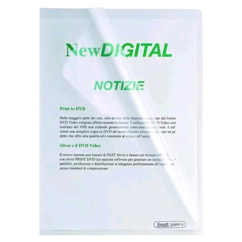 Favorit L'originale Cartelline Senza Foratura in PP CM32.2X23.2 A4 Liscia Trasparente Conf 25 Pz.
