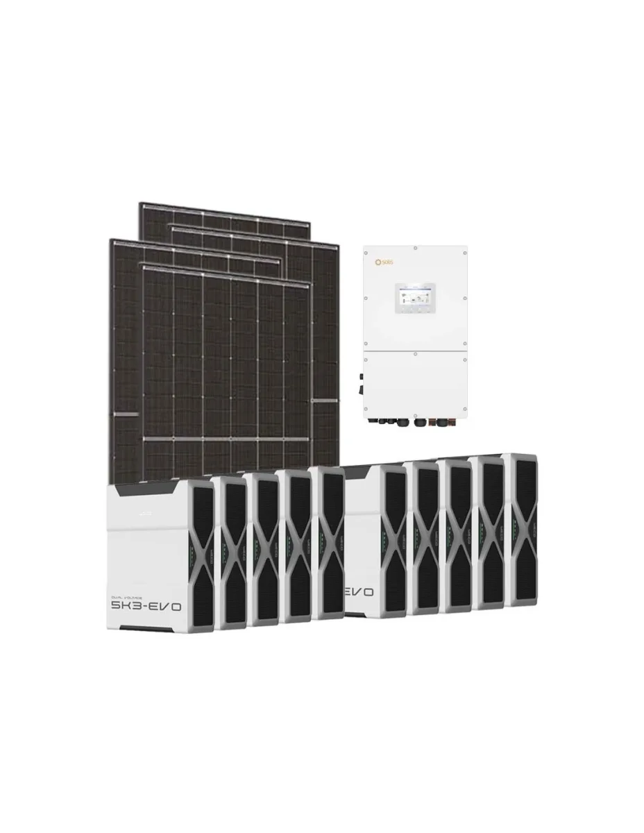 Kit fotovoltaico trifase 50400W inverter 50kW Solis batteria litio 62.64kWh Weco EVO 5k3