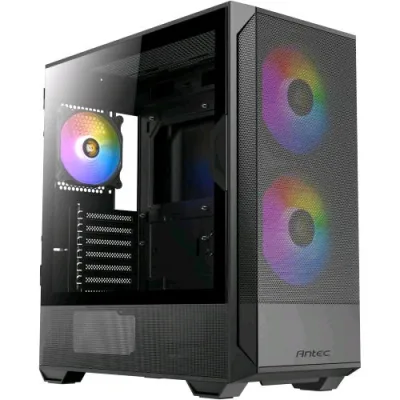Antec NX416L ARGB Case Midi Tower Pannello Frontale in Rete Ad Alto Flusso D'aria 2 Ventole ARGB da 160mm Frontali 1 ARGB da 120mm Posteriore Pannello Laterale in Vetro Temperato ATX/Itx/mATX Nero