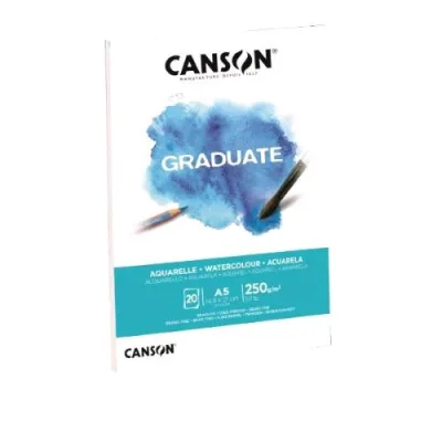 Canson Watercolour Blocco da Disegno 140.8X210 mm A5 250 g 20 Fogli Bianco