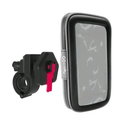 Celly Snapflexbk Suppporto Universale per Bici con Custodia Smartphone fino a 6.9" con Finestra Trasparente Black