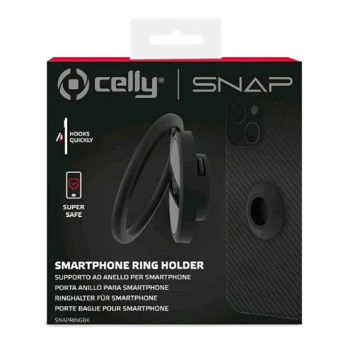 Celly Snapring Ring Holder per Smartphone Black
