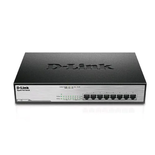 D-Link DGS-1008MP Switch Non Gestito 8 Porte Gigabit Ethernet 10/100/1000 RJ-45 Full Duplex POE (140 W) Montabile su Rack