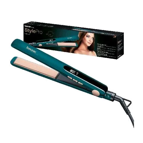 Beurer HS50 Piastra per Capelli Rivestimento in Ceramica alla Cheratina Display LED Temperatura Regolabile Spegnimento Automatico Ocean