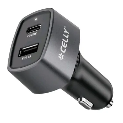 Celly Car Charger Caricabatterie Auto 2 Uscite 77 W USB-A 12 W USB-C 65W