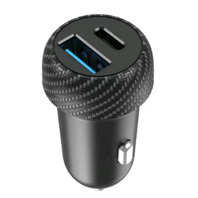 Celly Car Charger Caricabatterie da Auto Power Delivery 35 W 2 Uscite USB-A/USB-C Nero
