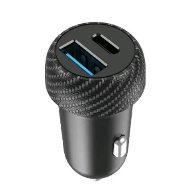 Celly Car Charger Caricabatterie da Auto Power Delivery 45 W 2 Uscite USB-A/USB-C Nero