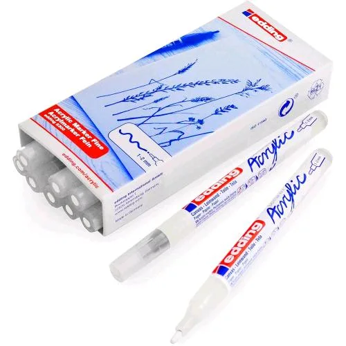 Edding Acrilic Marcatore Acrilico Punta Fine Bianco Conf 10 Pz.