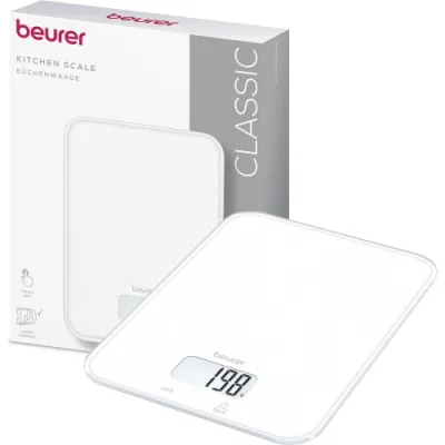 Beurer KS 19 Pure White Bilancia da Cucina Digitale fino a 5 kg Suddivisione al Grammo Sensore Touch Bianco