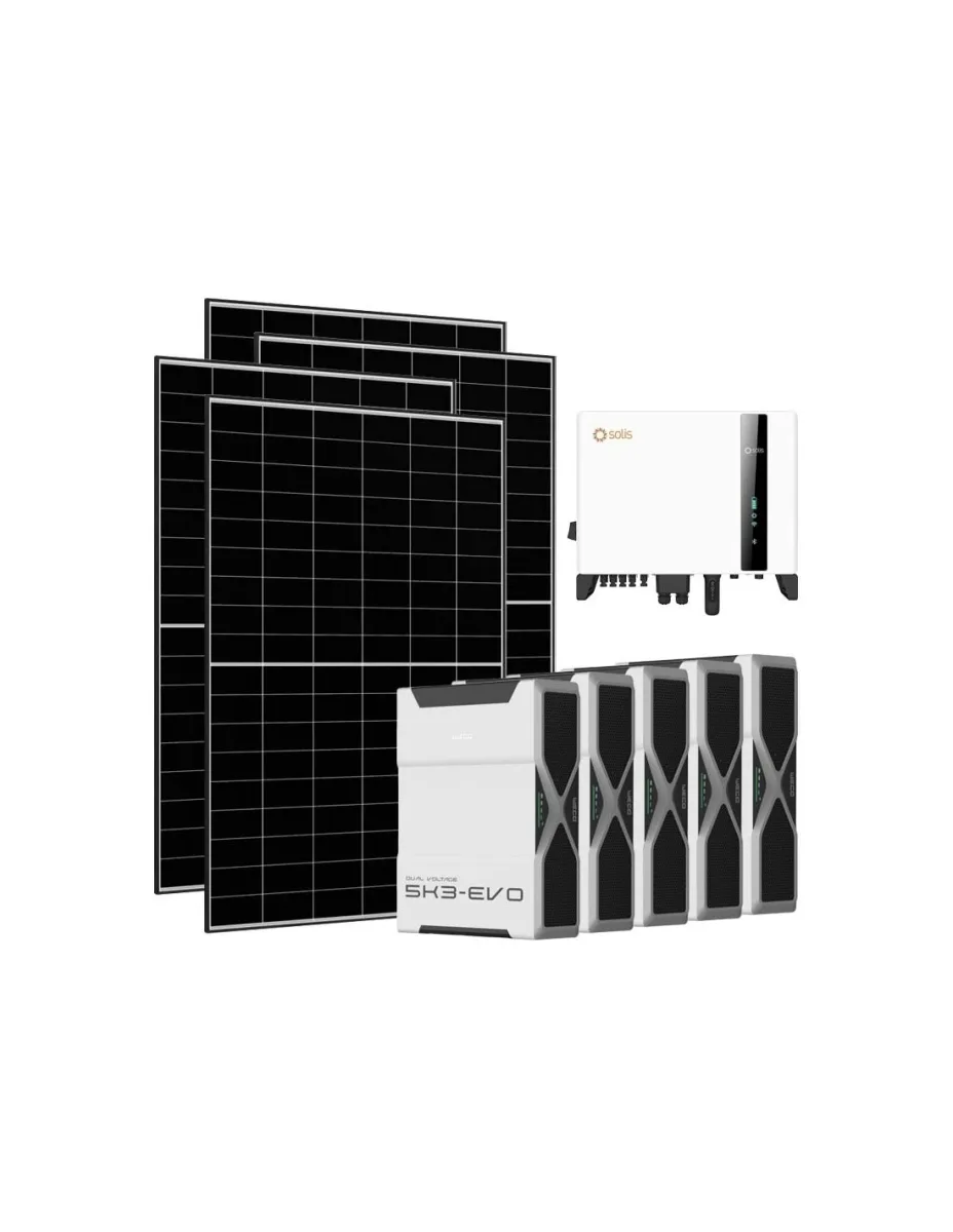 Kit fotovoltaico trifase 6650W inverter 6kW Solis litio 26.1kWh Weco EVO 5k3