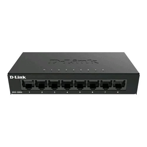 D-Link DGS-108GL Switch 8 Porte Gigabit Non Gestito 10/100/1000 Nero