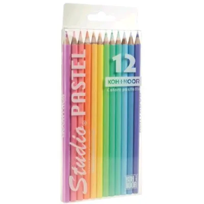 KOH-I-NOOR Matite Studio Pastel Pastelli Colori Assortiti Conf 12 Pz.