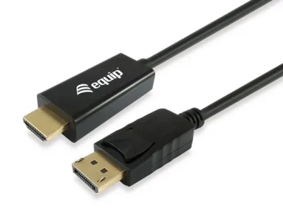 Equip Cavo Adattatore da Displayport Ad HDMI 4K 30Hz 10,2 Gbps Connettori Placcati in Oro Maschio/Maschio 3 m Nero