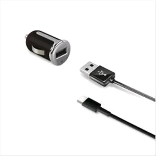 Celly Caricabatterie da Auto 1 x USB-A 2.4A con Cavo 1 m da USB-A a USB-C 12 W Colore Nero