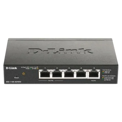 D-Link DGS-1100-05PDV2 Switch 5 Porte Gigabit POE Smart Managed 1 Porta Power Delivery