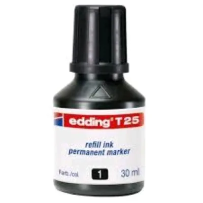 Edding T25 Ricarica per Marcatore Permanente Flacone da 30 ml Nero Conf 10 Pz.
