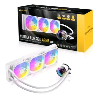 Antec Vortex Lum 360 White ARGB CPU Liquid Cooler Intel 3 Ventole 360mm 1851/1700/1200 AMD AM5/AM4 Bianco