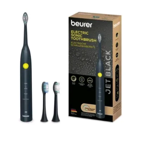 Beurer SC 30 Sonic Spazzolino Elettrico Ricaricabile 4 Programmi Tecnologia a Ultrasuoni con 2 Testine Nero