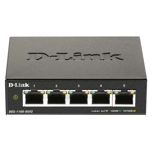 D-Link DGS-1100-05V2 Switch Gestito 5 Porte RJ-45 10/100/1000 Mbps Colore Nero
