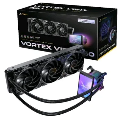 Antec Vortex View 360 AIO CPU Liquid Cooler Dissipatore a Liquido per CPU Display da 5" IPS LGA115X/1200/1700/1851 AMD AM4/AM5 Nero