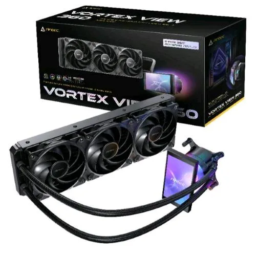 Antec Vortex View 360 AIO CPU Liquid Cooler Dissipatore a Liquido per CPU Display da 5" IPS LGA115X/1200/1700/1851 AMD AM4/AM5 Nero