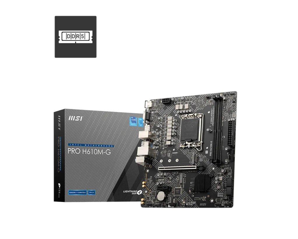 MB MSI PRO H610M-G DDR5 ST1700 MATX 2D5 1M.2 4S3 1HDMI 1DP 1VGA 1PCIE