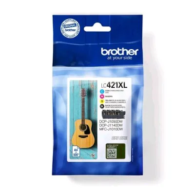 Brother LC-421XL Kit Confezione da 4 Cartucce Ink XL Nero, Giallo, Ciano, Magenta per Brother DCP-J1140DW, MFC-J1010DW, MFC-J1012DW