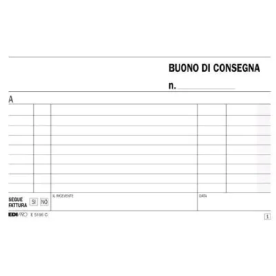 Edipro Blocco Buono di Consegna 170X99 mm 50 Fogli Autoricalcanti Conf 10 Pz.