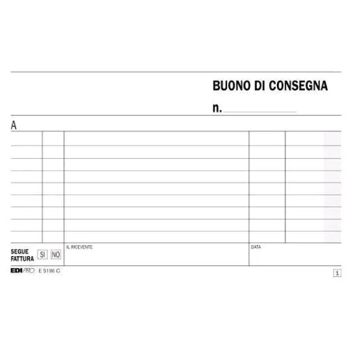 Edipro Blocco Buono di Consegna 170X99 mm 50 Fogli Autoricalcanti Conf 10 Pz.