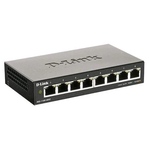 D-Link DGS-1100-08V2 Switch 8 Porte Gigabit 10/100/1000 Nero