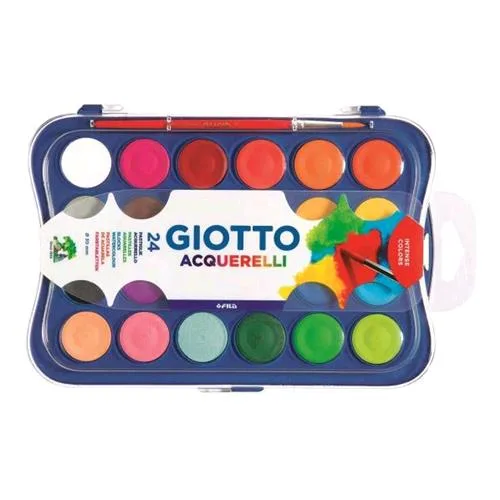 Giotto Acquerelli Pastiglie Tempera Acquarellabili 30 mm Colori Assortiti 24 Pz.