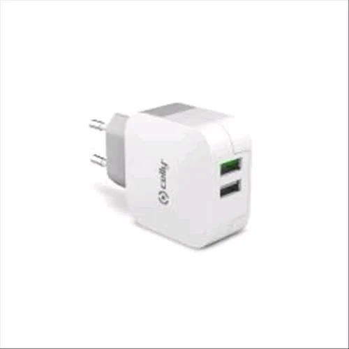 Celly Caricabatterie da Rete 1XUSB 1A + 1XUSB 2.4A Colore Grigio/Bianco
