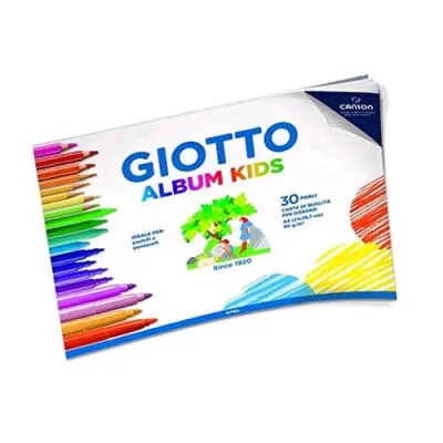 Giotto Album Kids 30 Fogli Carta A4 Bianca 90g Ideale per Pastelli Pennarelli Gessetti Conf 5 Pz.