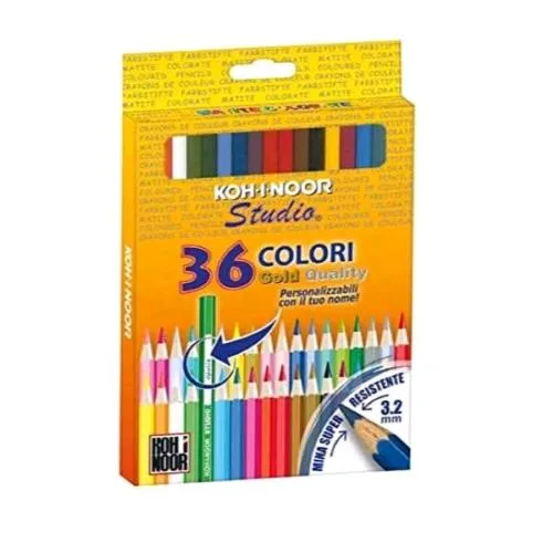 KOH-I-NOOR Pastelli Gold Name Mina 2.9 mm con Teperamatite Colori Assortiti Conf 36 Pz.