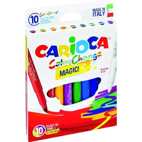 Carioca Color Change Pennarelli Punta Maxi Colori Assortiti + 1 Magink Pen Conf. 10 Pz.