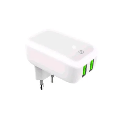 Celly Caricabatterie da Rete 2 x USB Tipo a 2.4 A Bianco