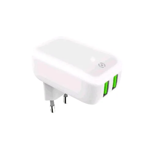Celly Caricabatterie da Rete 2 x USB Tipo a 2.4 A Bianco