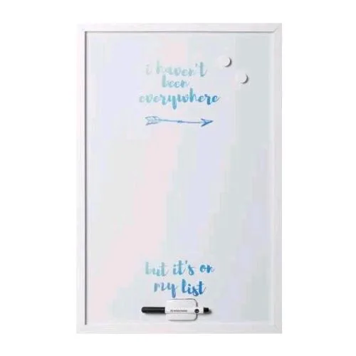 Bi-Office Travel Lovers Lavagna Bianca Magnetica Cancellabile a Secco in Melamina 60X40 cm Cornice in MDF