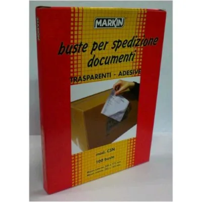 Markin C5N Buste Autoadesive Portadocumenti per Spedizioni Corrieri in Plastica Formato Interno 22.5X16.5 cm Trasparente Conf 100 Pz.