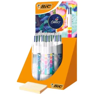 BIC 4 Colori Decor Espositore Penna a Sfera a 4 Colori Punta 1 mm Colori Assortiti Conf 30 Pz.