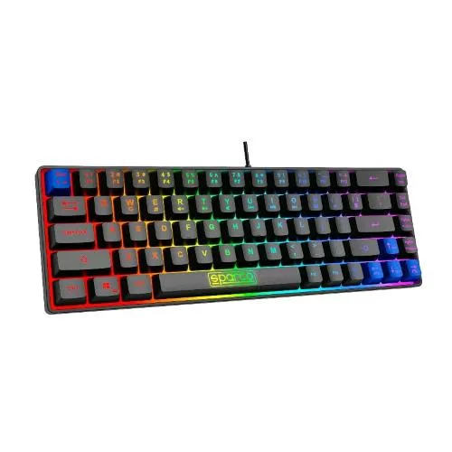 Celly Sparco Tastiera Gaming Ghost Cablata Retroilluminazione Rainbow Tasti Anti-Ghosting Layout Usa Black