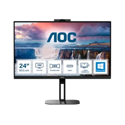 AOC 24V5CW/BK 23.8" LED IPS Full HD 16:9 75Hz 1MS Freesync Hub USB USB-C HDMI Displayport Altoparlanti Incorporati Black