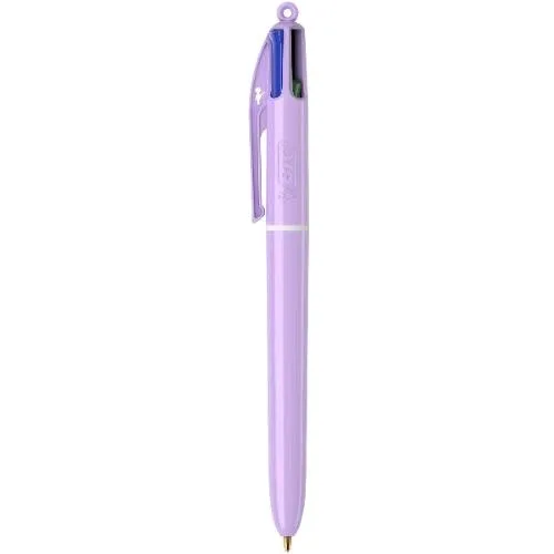 BIC 4 Colori Penna a Sfera Tratto 1 mm Fusto e Inchiostro Colori Assortiti Conf 12 Pz.